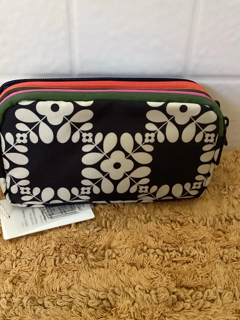 Orla Kiely Navy and White Floral Crossbody Bag